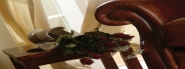 Broken vase on table